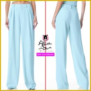 Alice + Olivia Pompey High Waisted Pleated Julep Blue Pants